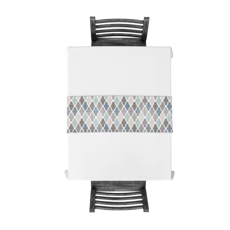 PIEPLE Moroccan Table Runner-Cotton Linen-Small 36 inche Geometric Quatrefoil Lattice Dresser Scarves,Kitchen Coffee/Dining Farmhouse Tablerunner for Home Living Room,Holiday Dinner Scarf DÃ©cor,Blue Grey - Image 3